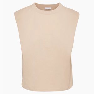 Aritzia Babaton Cropped Shoulder Pad Top Mullein